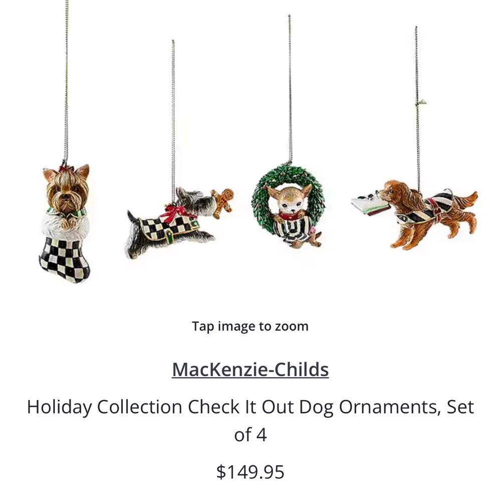 MacKenzie-Childs hand painted dog Christmas ornaments (3 of 4)